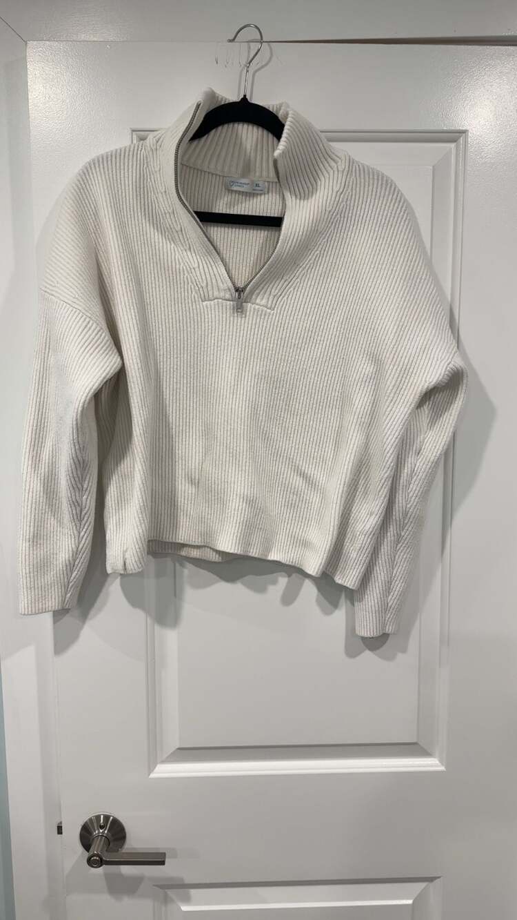 Primark Cares Women's Ribbed Knit Half-Zip Pullover Sweater Cream Size XL